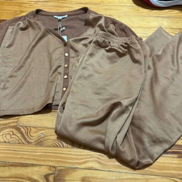 NWT Shabby Chic Suede Jasper Cardigan & Pant 2 Piece Set Size Medium - Picture 2 of 6
